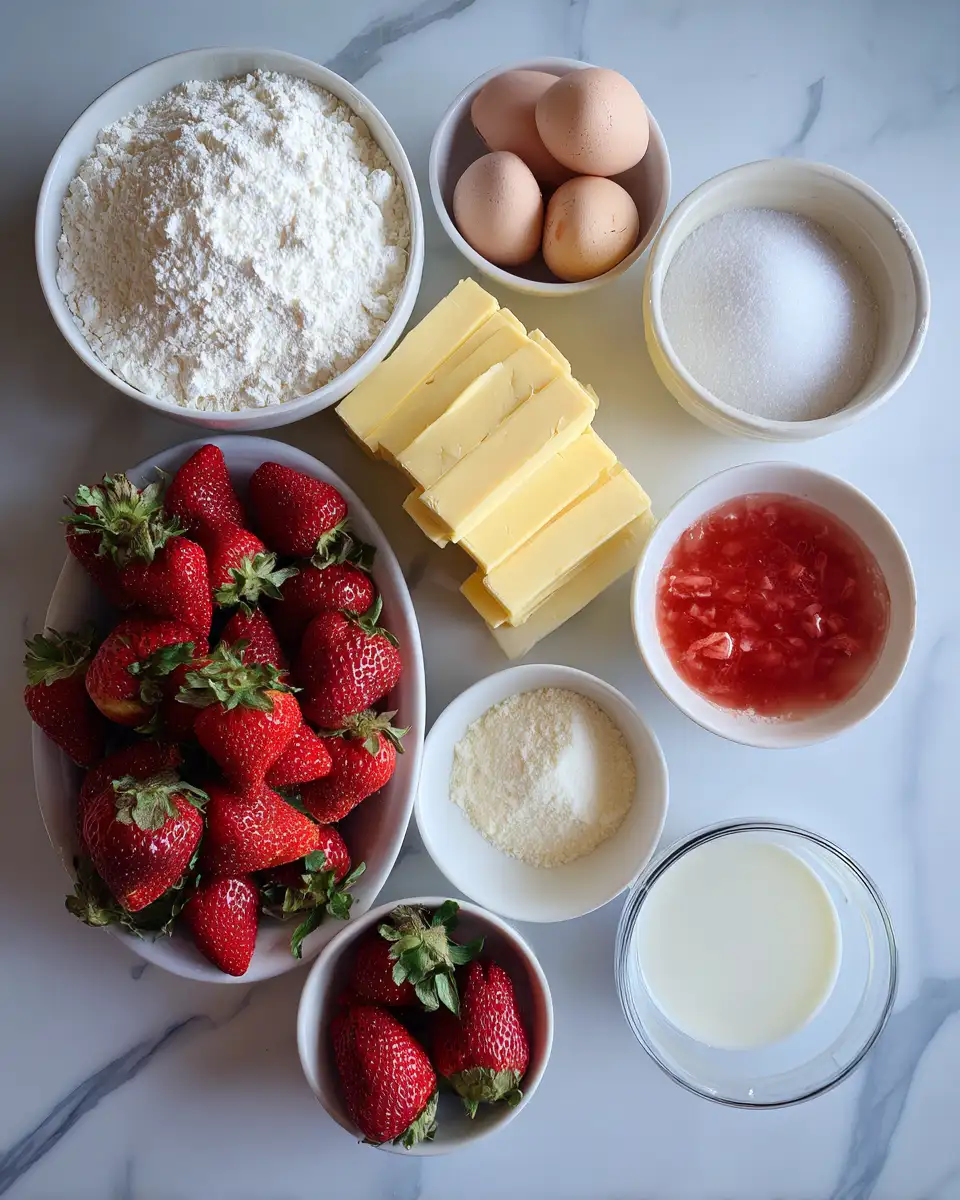 Ingredients for Irresistibly Easy Strawberry Cheesecake Dump Cake Delight