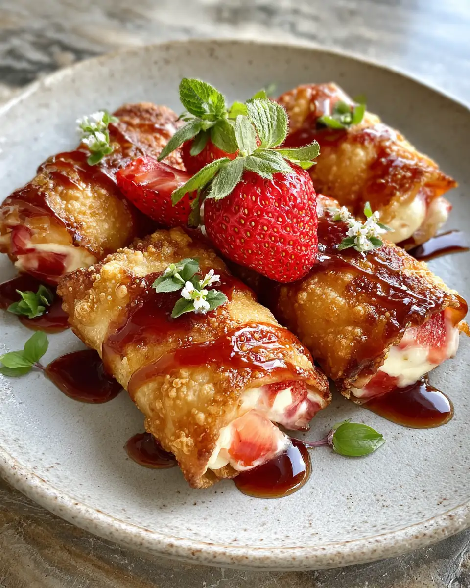 Final dish - Irresistible Strawberry Cheesecake Stuffed Eggrolls: A Sweet Twist on a Classic Delight