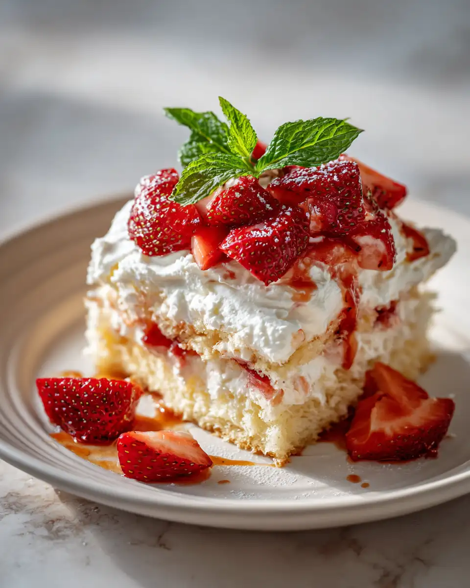 Final dish - Irresistible Strawberry Cream Poke Cake: A Sweet Slice of Heaven