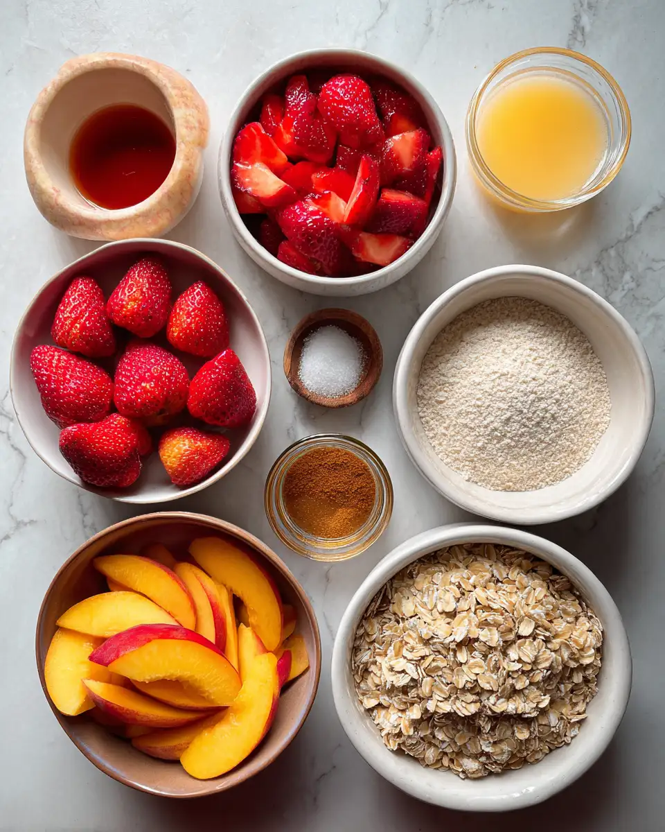 Ingredients for Sweet Symphony: Strawberry Peach Crisp Delight