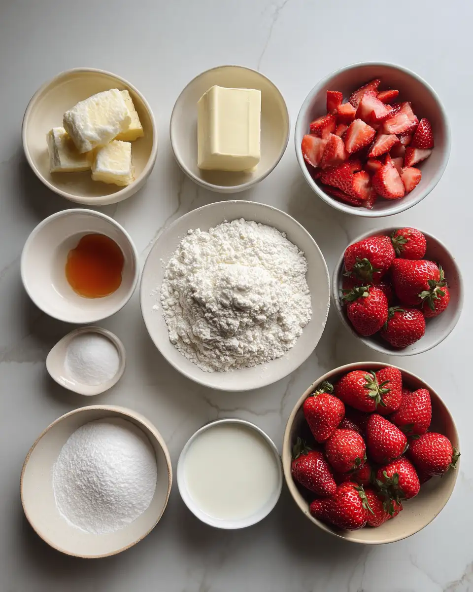 Ingredients for Sweet Sensations: Irresistible Strawberry Shortcake Cups