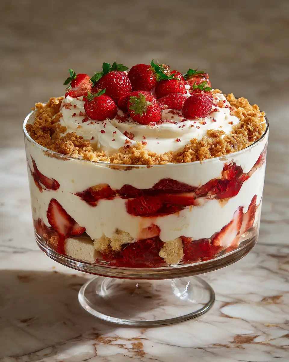 Final dish - Layered Bliss: The Ultimate Strawberry Shortcake Trifle Experience