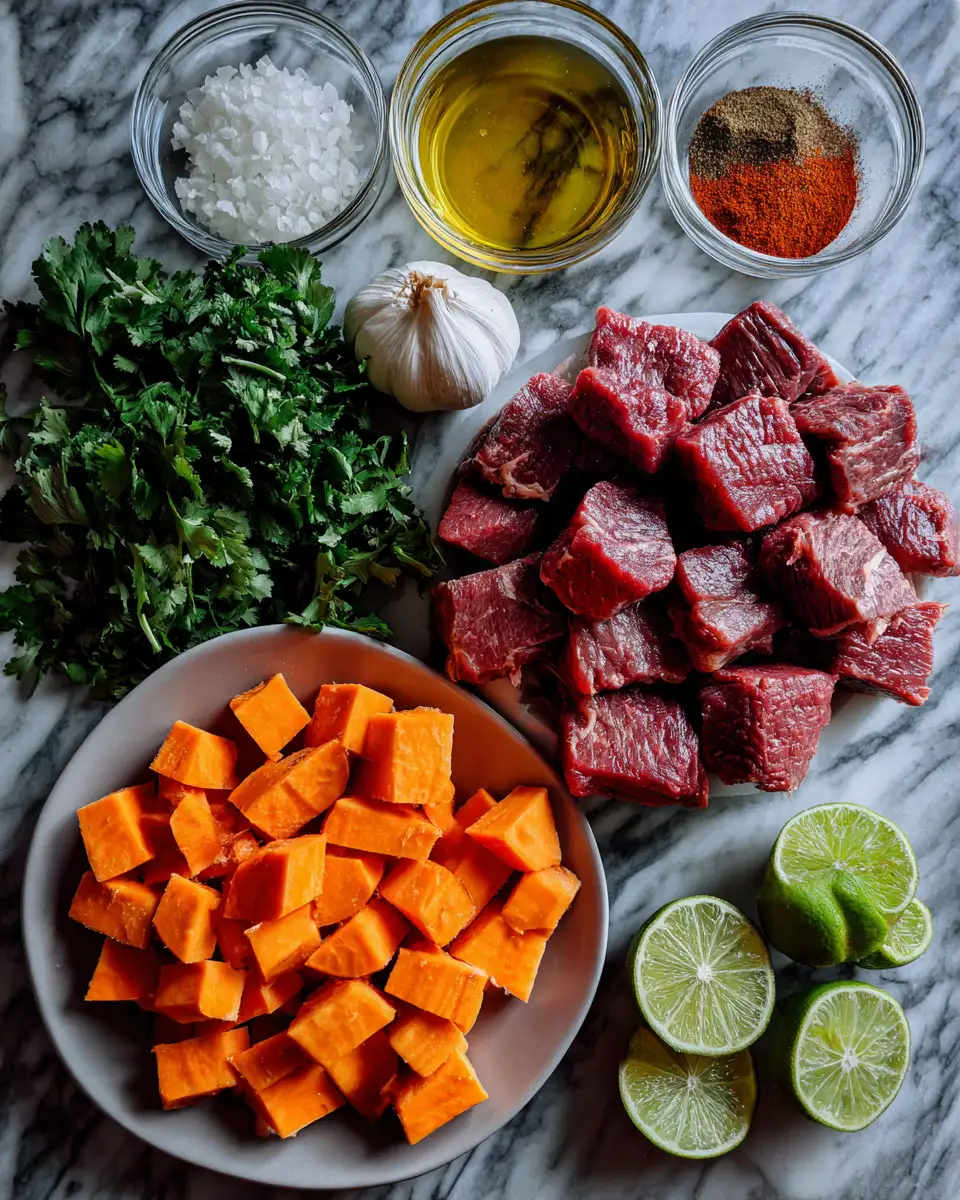 Ingredients for Savor the Perfect Sweet Potato and Steak Bake for a Cozy Night In