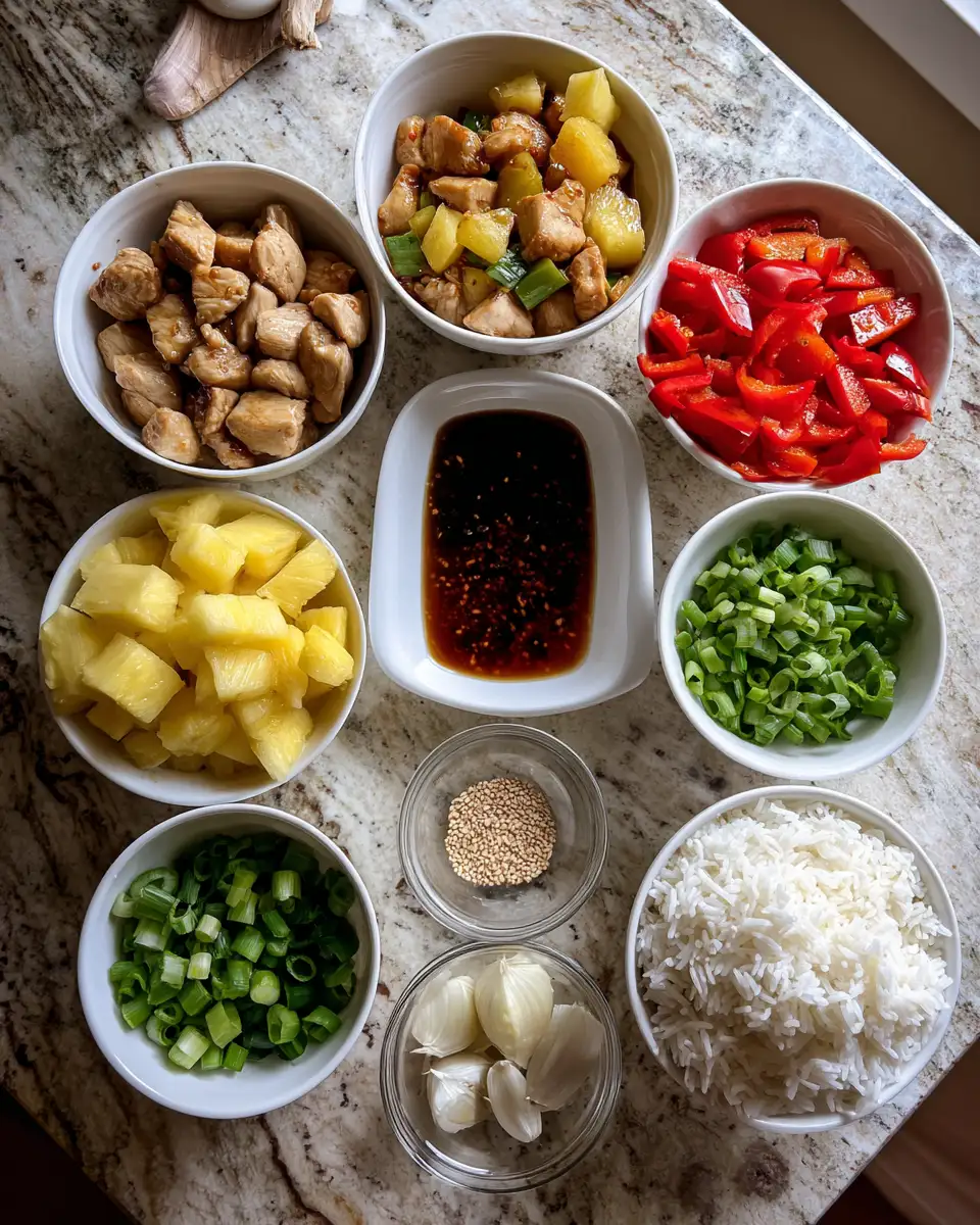 Ingredients for Savor the Tropics with Teriyaki Chicken Pineapple Bowls