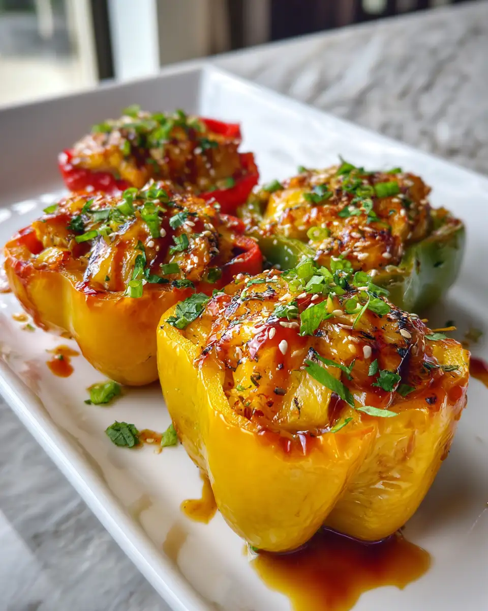 Tropical Twist: Teriyaki Pineapple Chicken Stuffed Peppers Delight 6 Final dish - Tropical Twist: Teriyaki Pineapple Chicken Stuffed Peppers Delight