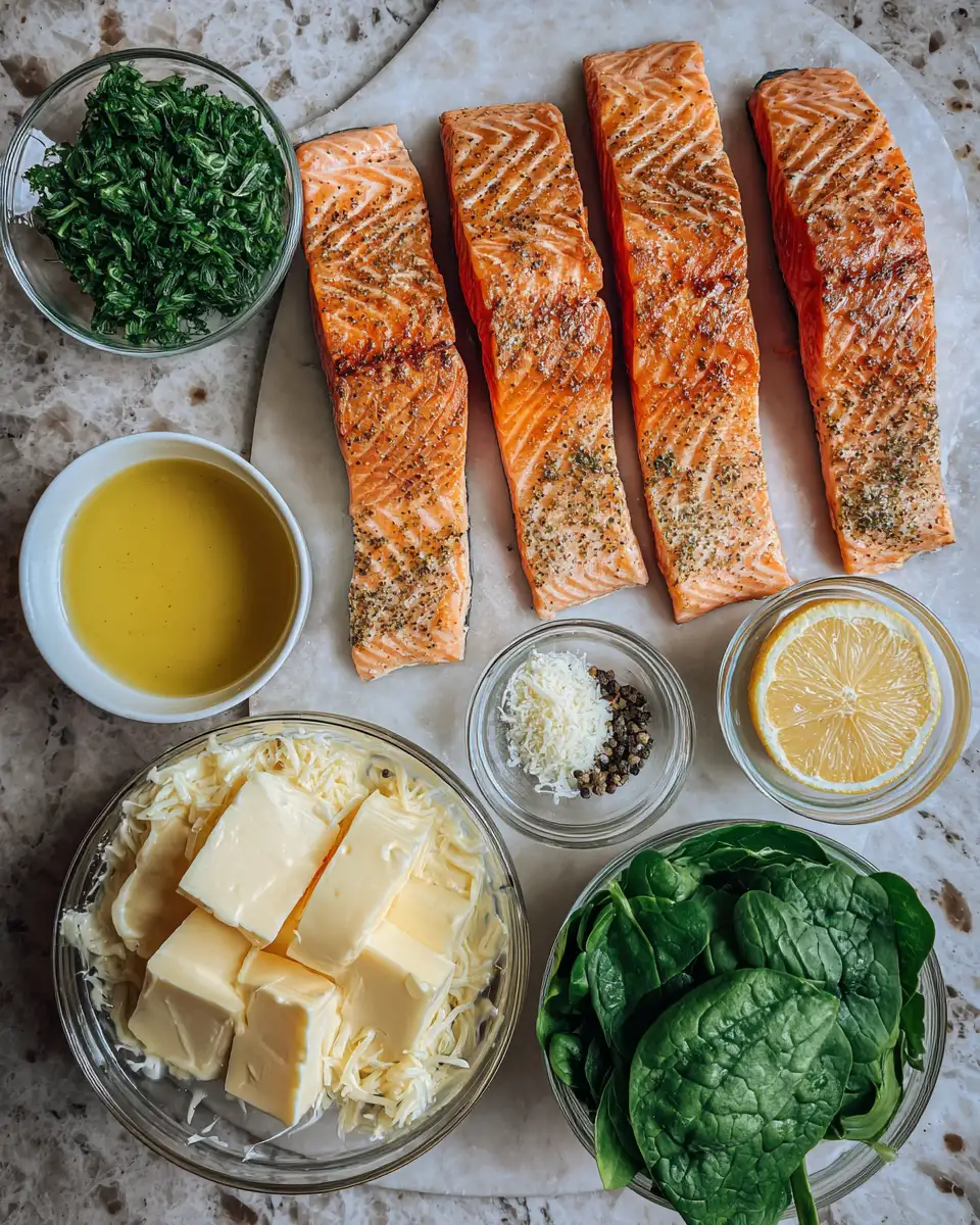 Ingredients for Savor the Flavors: Tuscan Garlic Butter Salmon with Spinach Delight