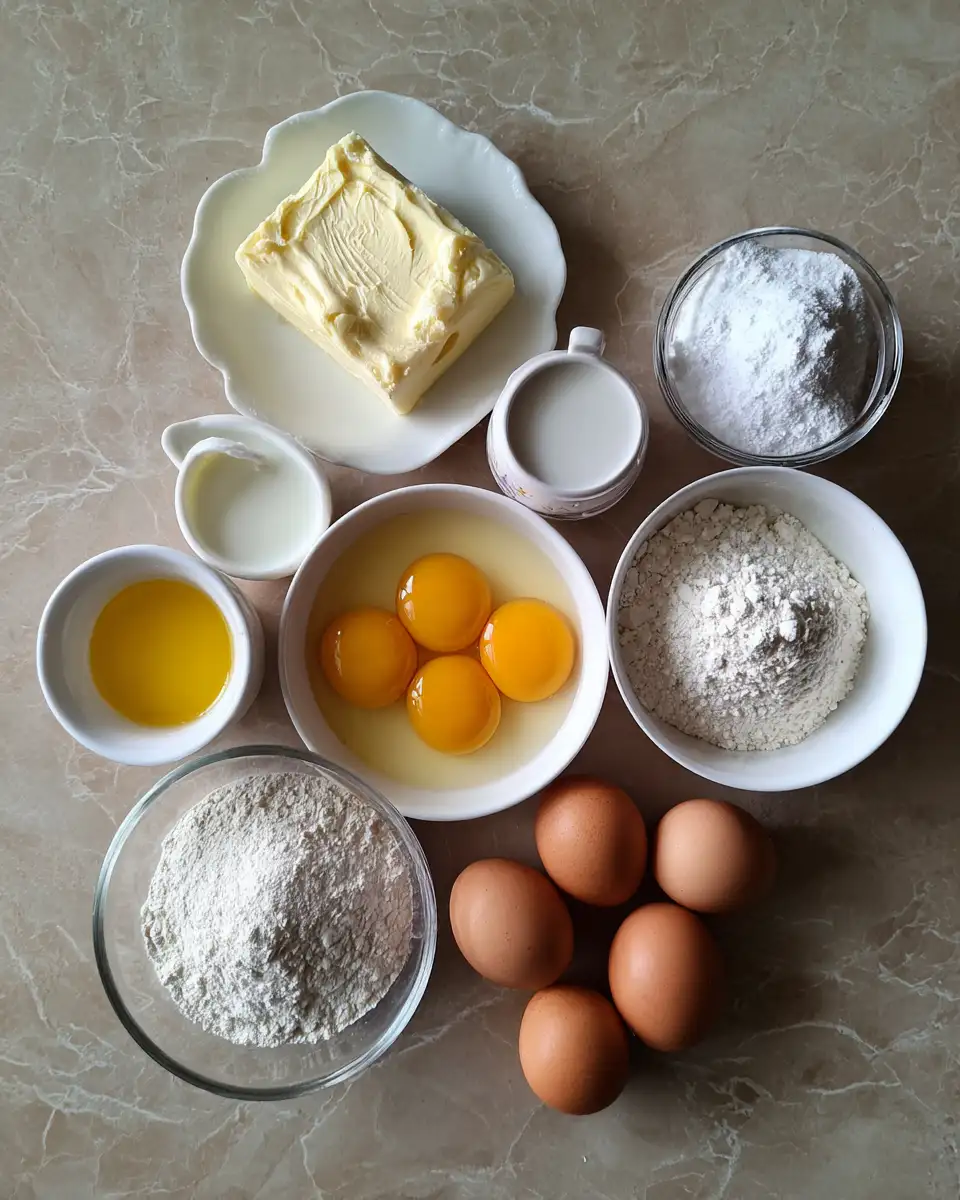 Ingredients for Decadent Delight: Vanilla Custard Cream Cake That Melts in Your Mouth