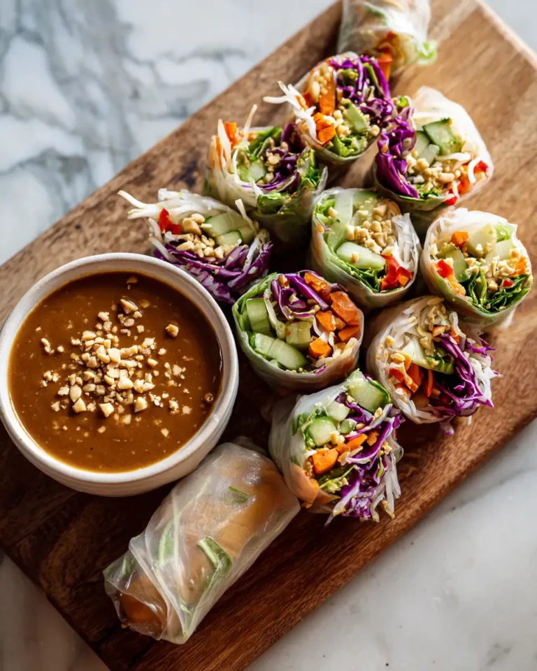 Crunchy Vegetable Spring Rolls with Irresistible Peanut Sauce Delight - Featured Image