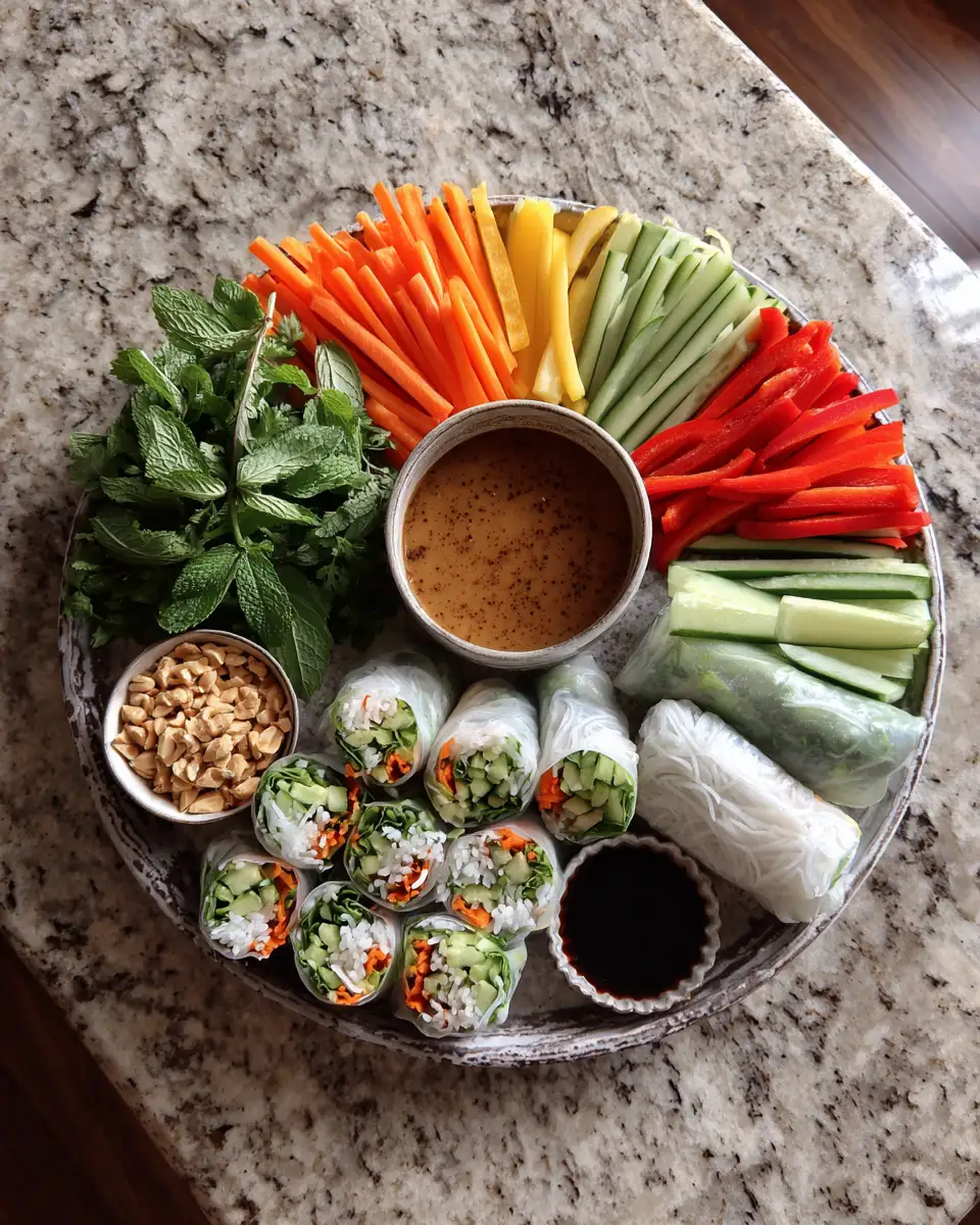 Ingredients for Crunchy Vegetable Spring Rolls with Irresistible Peanut Sauce Delight