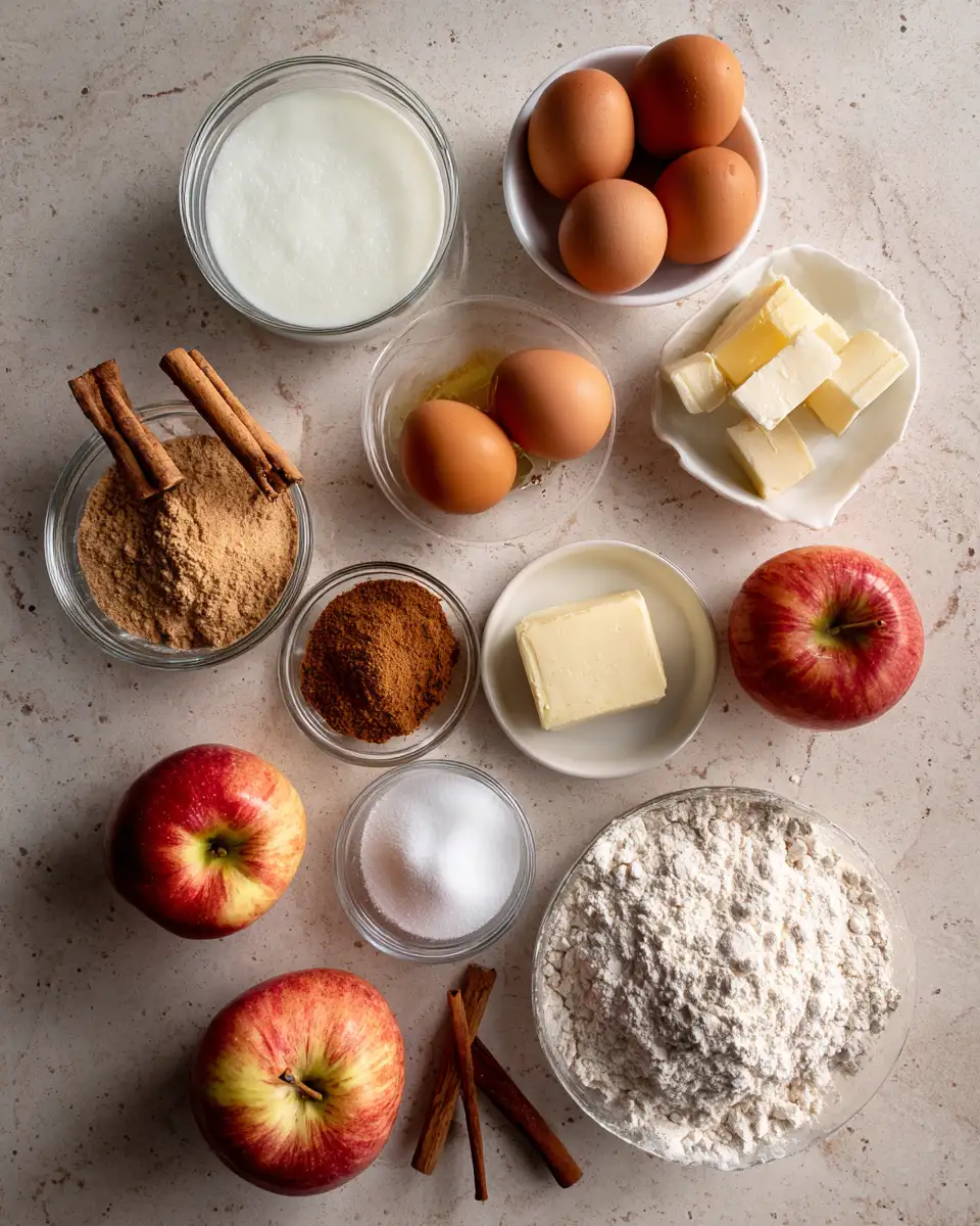 Ingredients for Irresistible Apple Cinnamon Crumble Cake: A Cozy Fall Delight