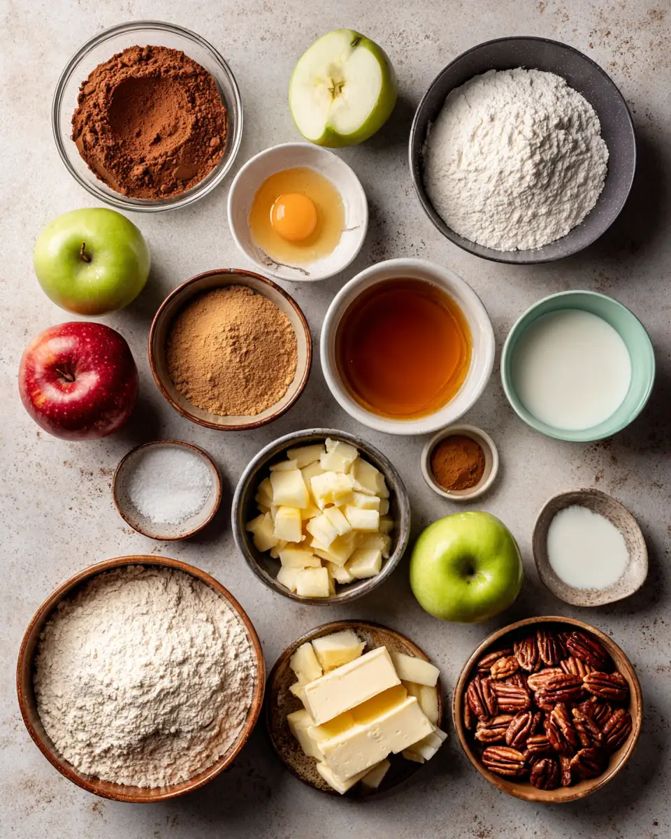 Ingredients for Irresistible Apple Pecan Cake With a Dreamy Caramel Glaze