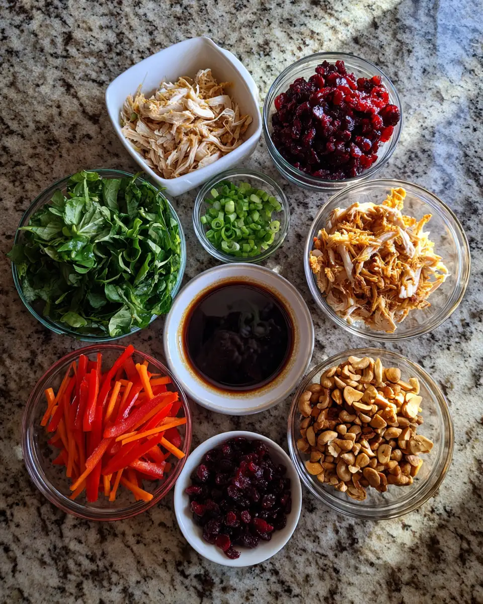 Zesty Asian Chicken Cranberry Salad: A Fusion of Flavors 4 Ingredients for Zesty Asian Chicken Cranberry Salad: A Fusion of Flavors
