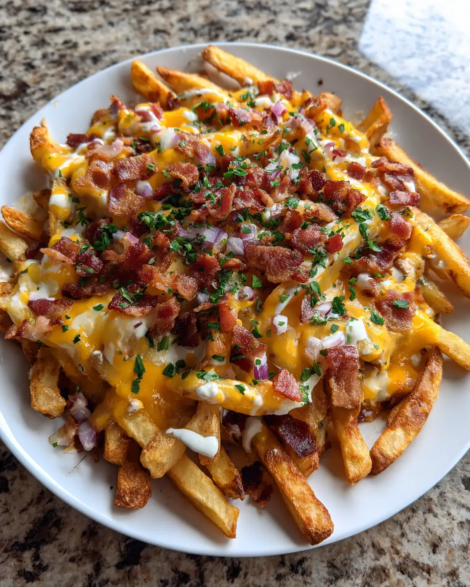 Final dish - Sizzling Bacon Cheddar Ranch Loaded Fries Delight