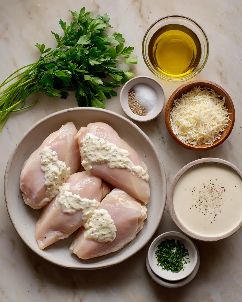 Irresistibly Delicious Baked Caesar Chicken with Creamy Sauce 3 Ingredients for Irresistibly Delicious Baked Caesar Chicken with Creamy Sauce
