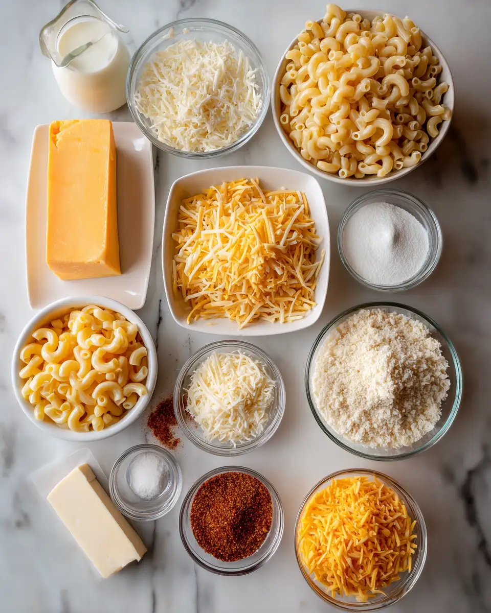 Ingredients for Ultimate Comfort: Gooey Baked Macaroni and Cheese Bliss