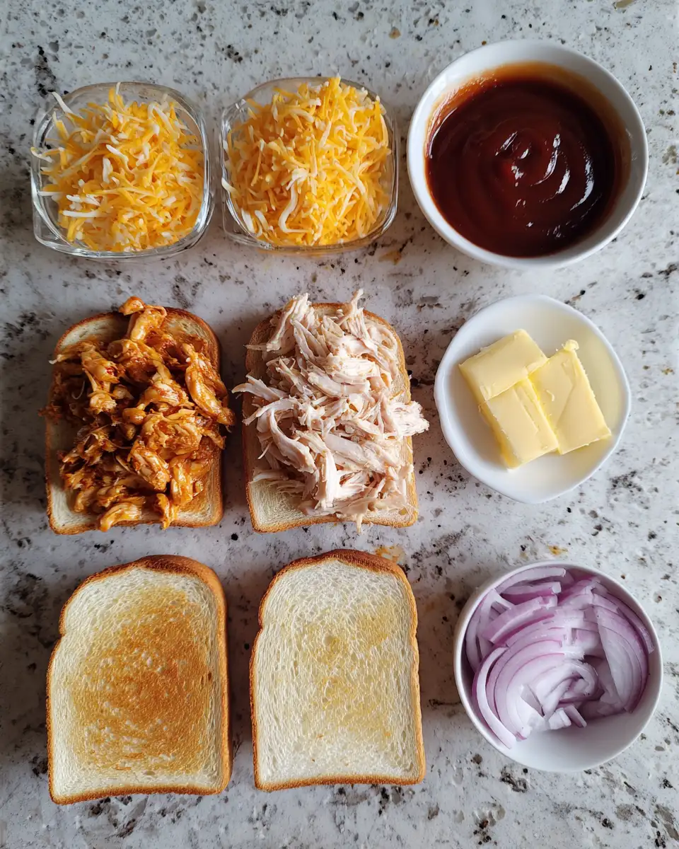 Ingredients for Sizzling BBQ Chicken Grilled Cheese: A Melty Match Made in Heaven