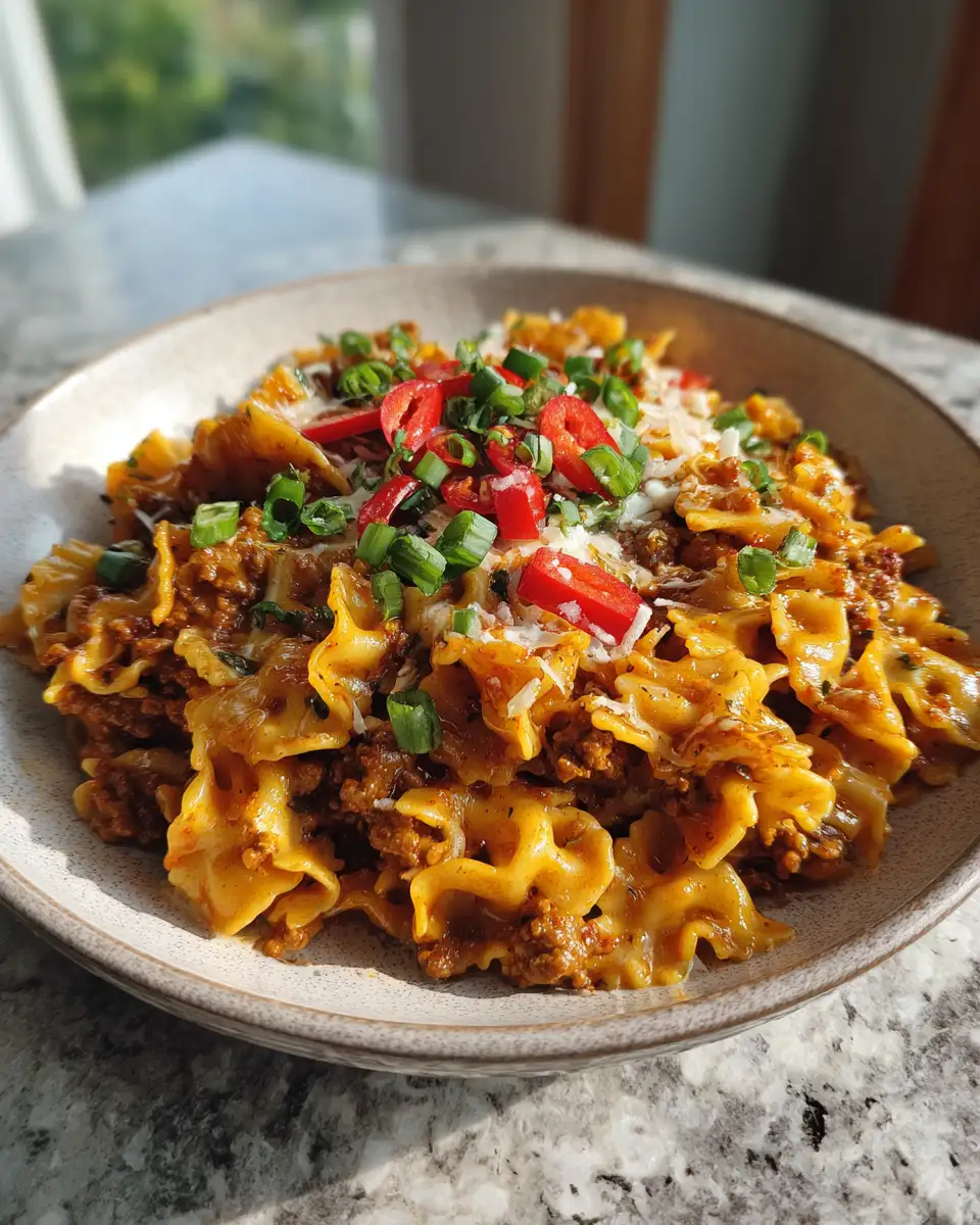 Final dish - Spice Up Your Dinner Routine with Irresistible Beef Taco Pasta