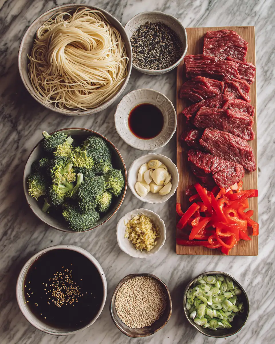 Ingredients for Sizzling Beef Teriyaki Noodles: A Flavorful Adventure in Every Bite