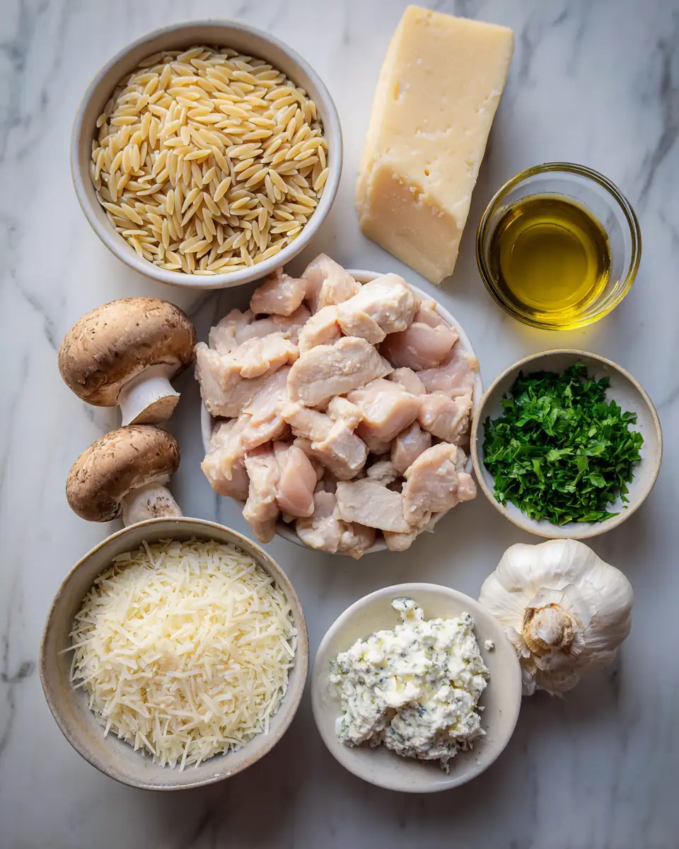 Ingredients for Creamy Boursin Orzo with Chicken: A Weeknight Sensation