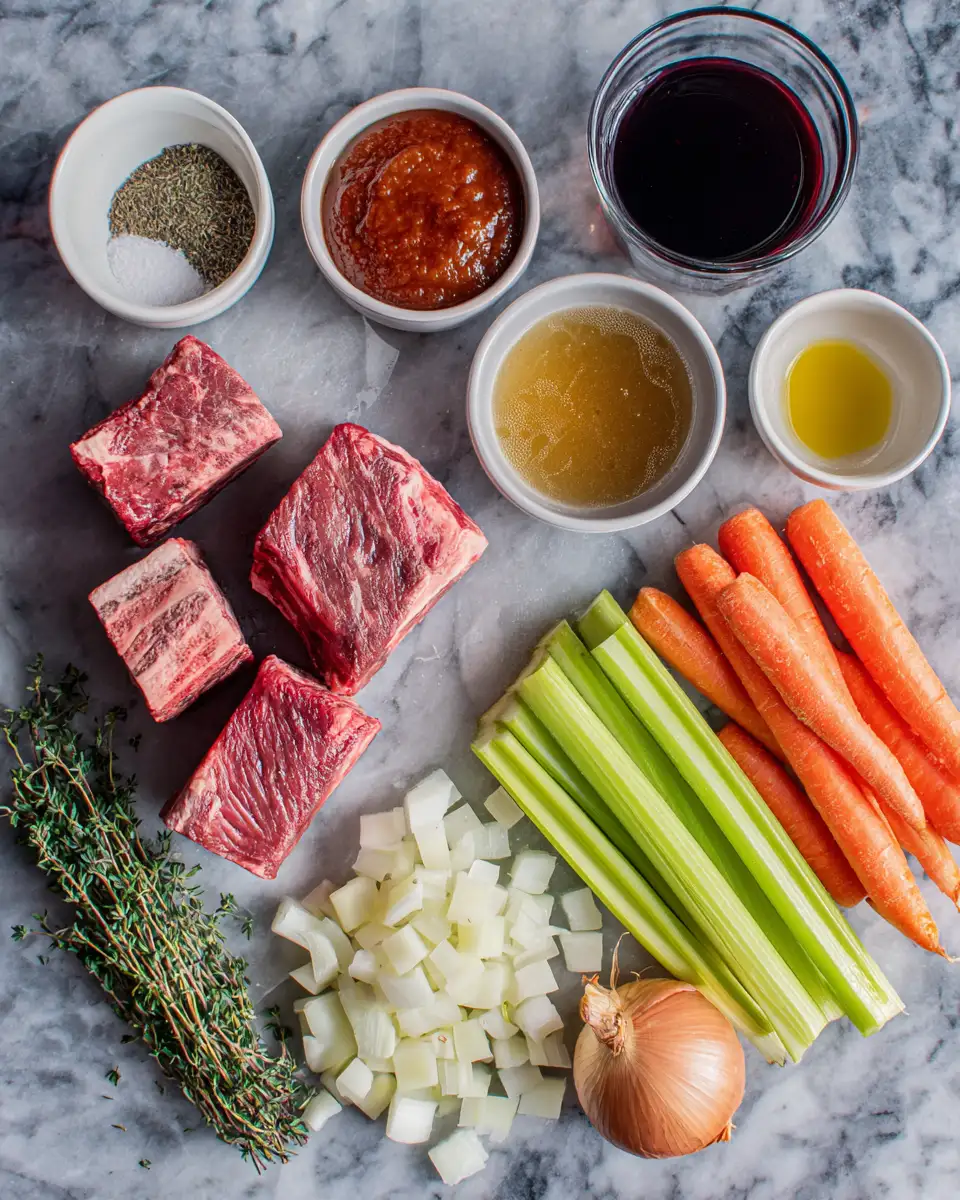 Ingredients for Indulge in Decadence: Braised Short Ribs with Red Wine
