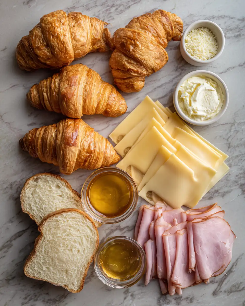 Ingredients for Rise and Shine with a Breakfast Croissant Melt with Honey Butter Bliss