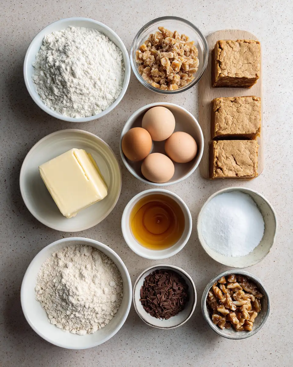 Ingredients for Irresistible Indulgence: Brown Butter Toffee Blondies Delight