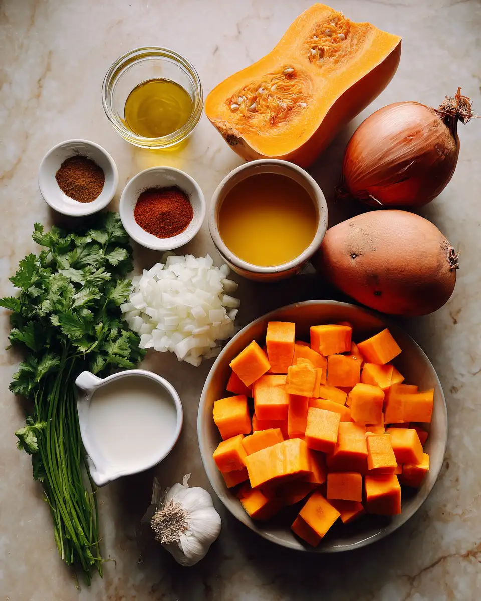 Ingredients for Cozy Up with a Bowl of Butternut Squash Sweet Potato Soup
