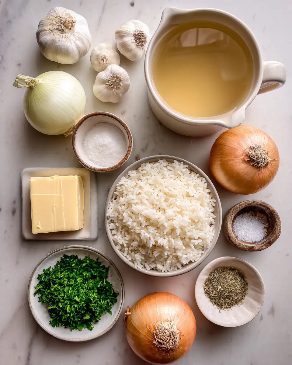 Ingredients for Irresistibly Creamy Buttery Onion Rice: The Ultimate Side Dish Sensation