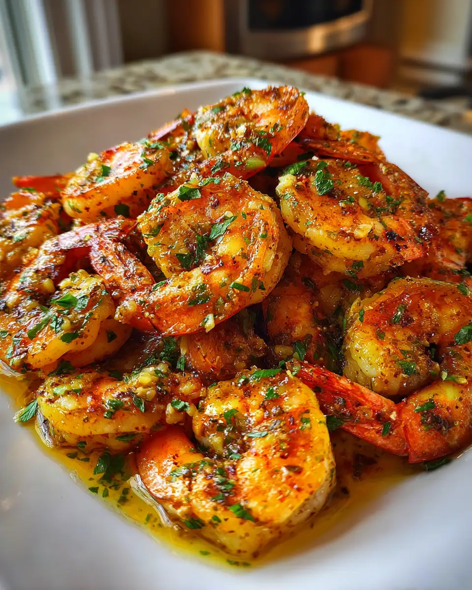 Final dish - Sizzling Cajun Shrimp Drenched in Irresistible Garlic Butter Sauce