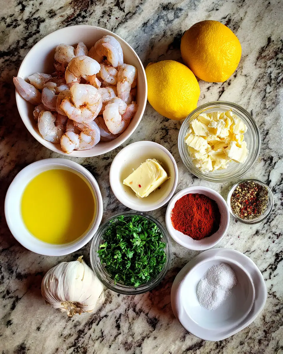 Ingredients for Sizzling Cajun Shrimp Drenched in Irresistible Garlic Butter Sauce