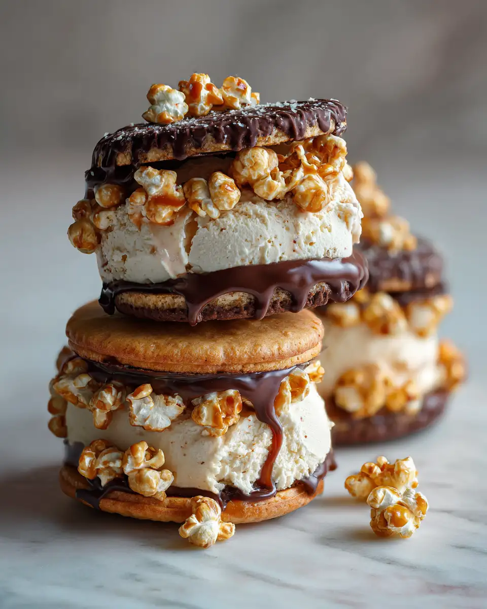 Irresistible Caramel Popcorn Ice Cream Sandwiches You Need to Try Now 6 Final dish - Irresistible Caramel Popcorn Ice Cream Sandwiches You Need to Try Now