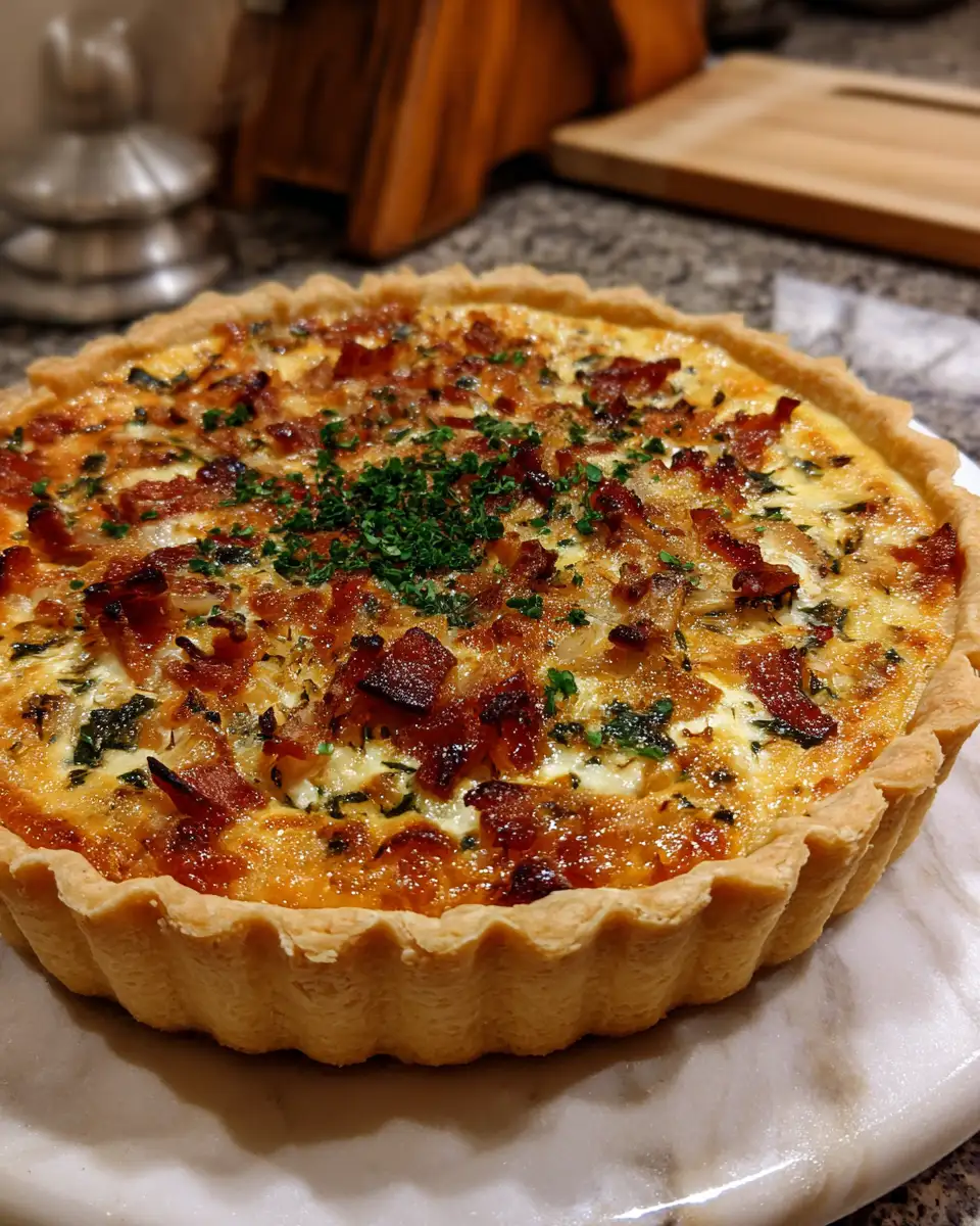 Savory Indulgence: Caramelized Onion and Bacon Quiche Delight - Featured Image