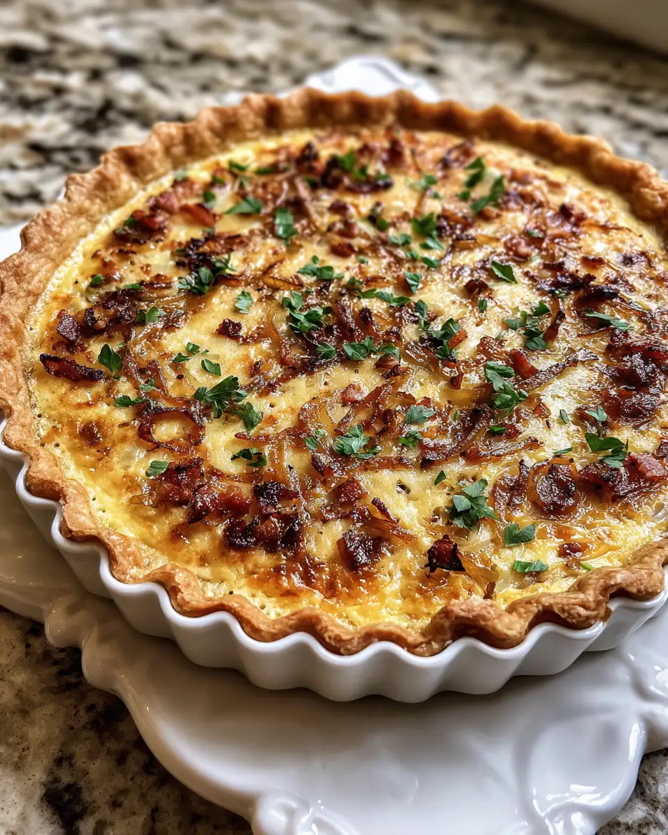 Final dish - Indulge in the Ultimate Comfort: Caramelized Onion and Bacon Quiche Delight