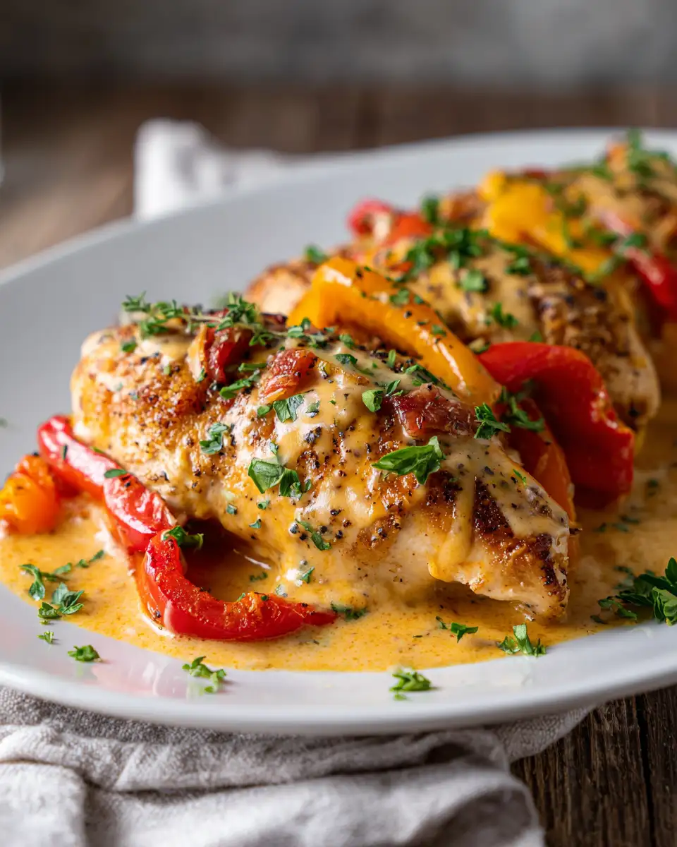 Melt-in-Your-Mouth Cheesy Baked Chicken Breast and Peppers Delight - Featured Image