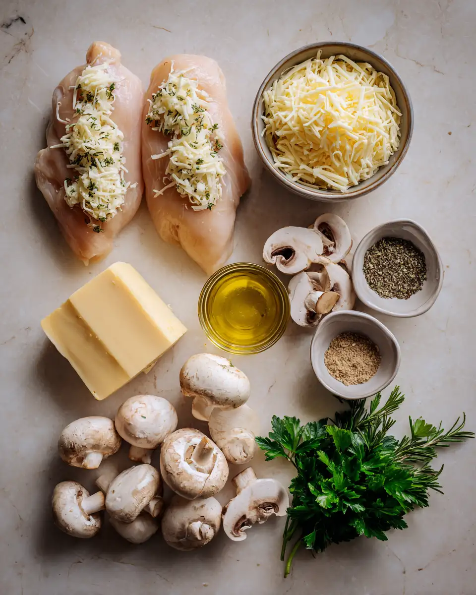 Ingredients for Indulge in Decadence with Cheesy Garlic Butter Mushroom Stuffed Chicken