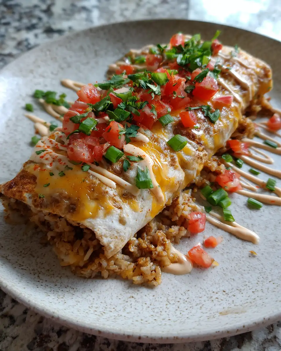 Final dish - Ultimate Comfort: Cheesy Ground Chicken and Rice Burritos Delight