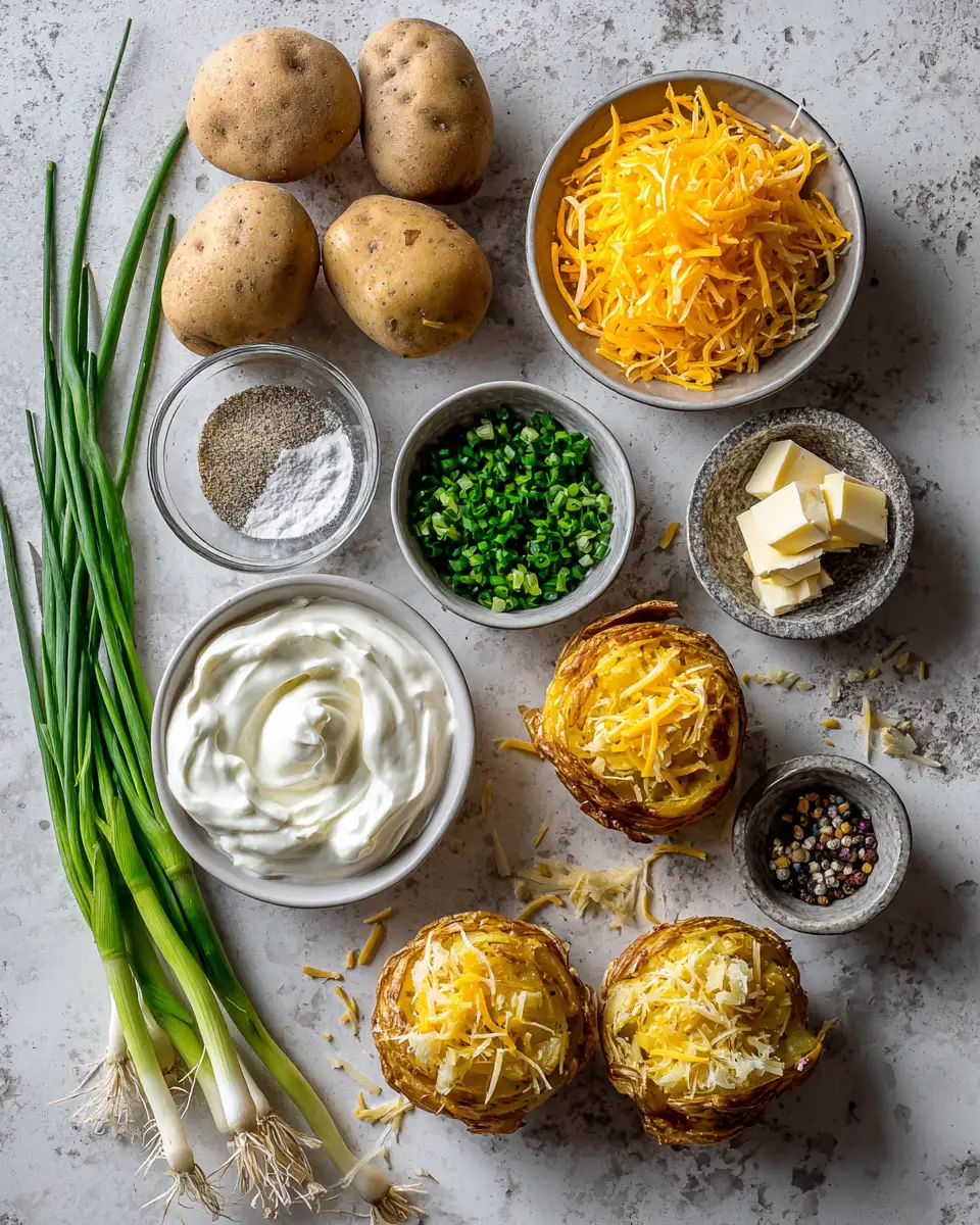 Ingredients for Ultimate Cheesy Smashed Baked Potato Muffins Delight