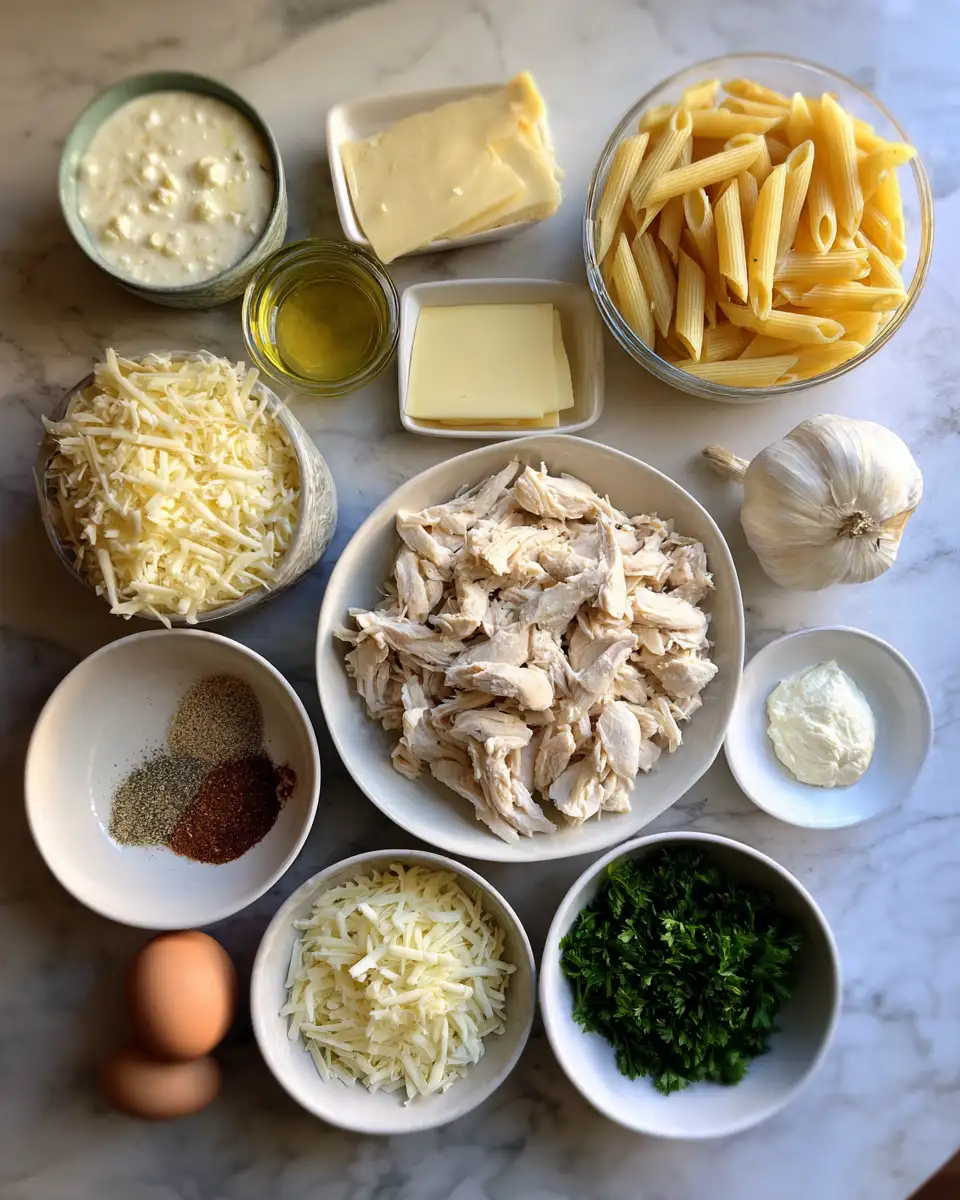 Ultimate Comfort: Creamy Chicken Alfredo Bake Delight 4 Ingredients for Ultimate Comfort: Creamy Chicken Alfredo Bake Delight