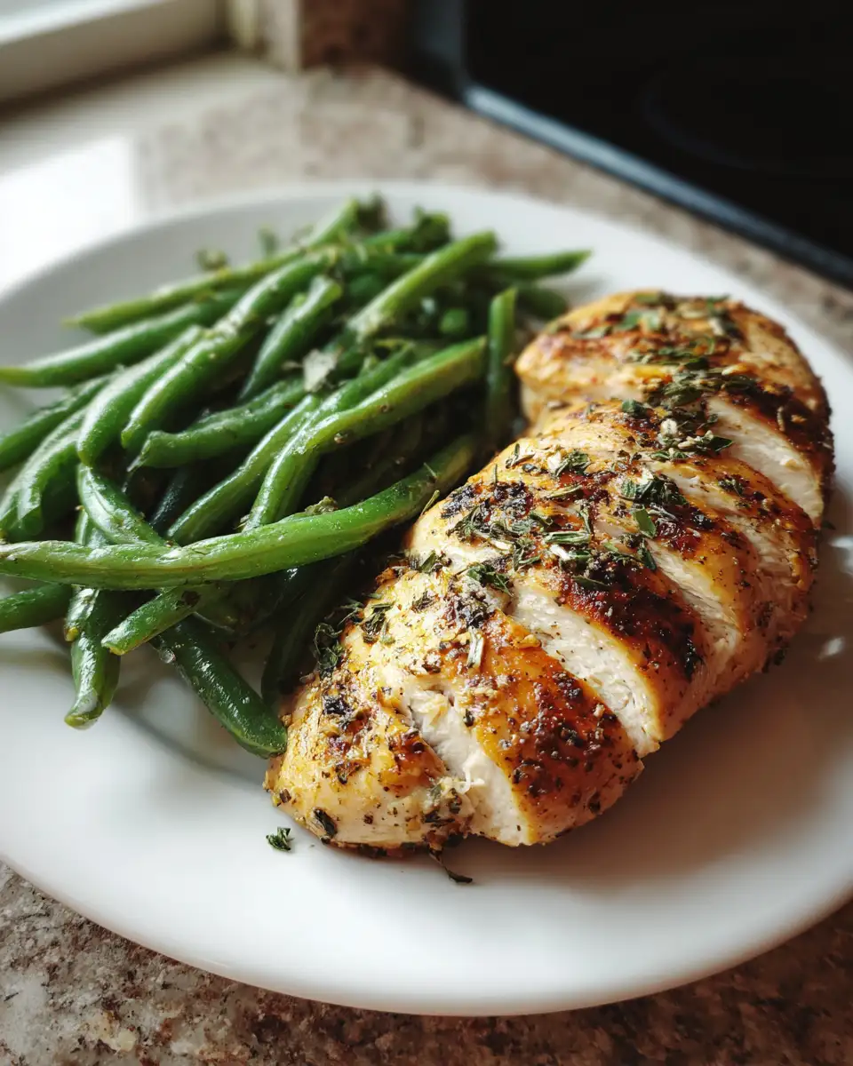 Final dish - Savor the Simplicity: Chicken Breast and Green Beans Delight