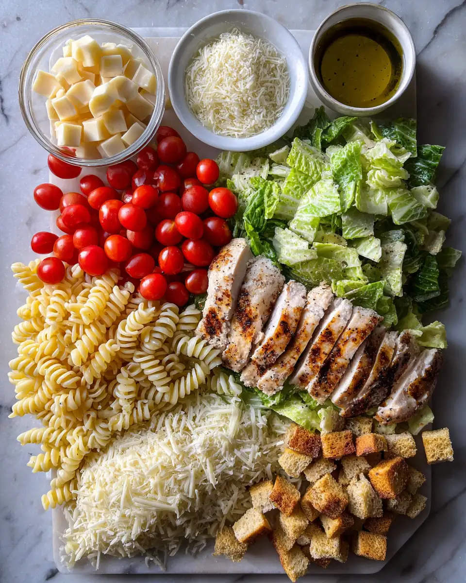 Chicken Caesar Pasta Salad: A Flavorful Twist on a Classic Dish 4 Ingredients for Chicken Caesar Pasta Salad: A Flavorful Twist on a Classic Dish