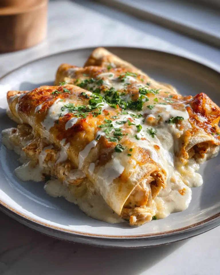 Decadently Creamy Chicken Enchiladas with a Velvety Sour Cream White Sauce - Featured Image