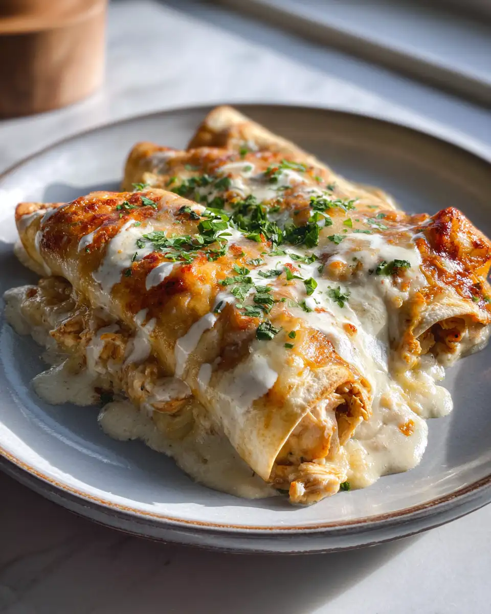 Home 8 Decadently Creamy Chicken Enchiladas with a Velvety Sour Cream White Sauce
