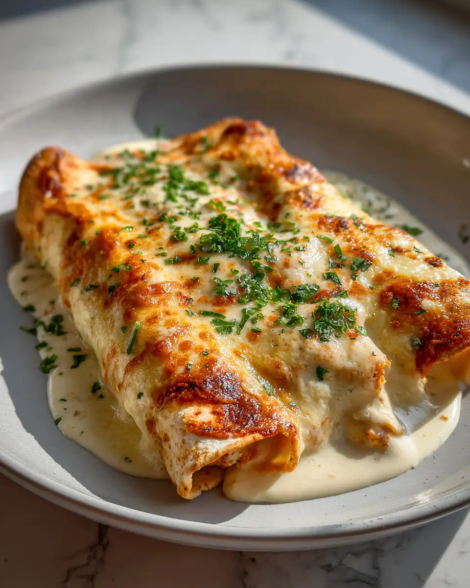 Decadently Creamy Chicken Enchiladas with a Velvety Sour Cream White Sauce 6 Final dish - Decadently Creamy Chicken Enchiladas with a Velvety Sour Cream White Sauce