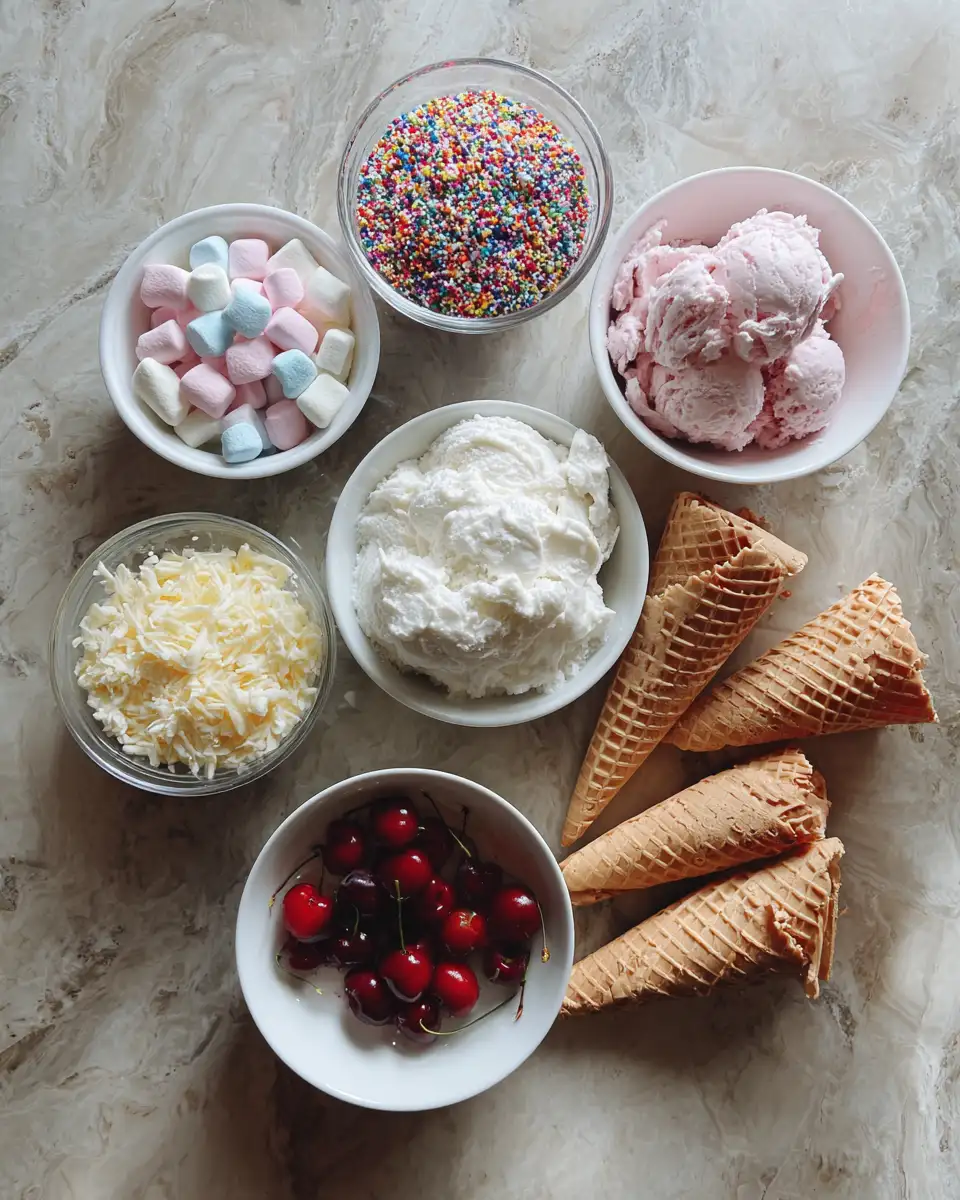 Ingredients for Whirl into Sweet Bliss with the Ultimate Cotton Candy Ice Cream Sundae