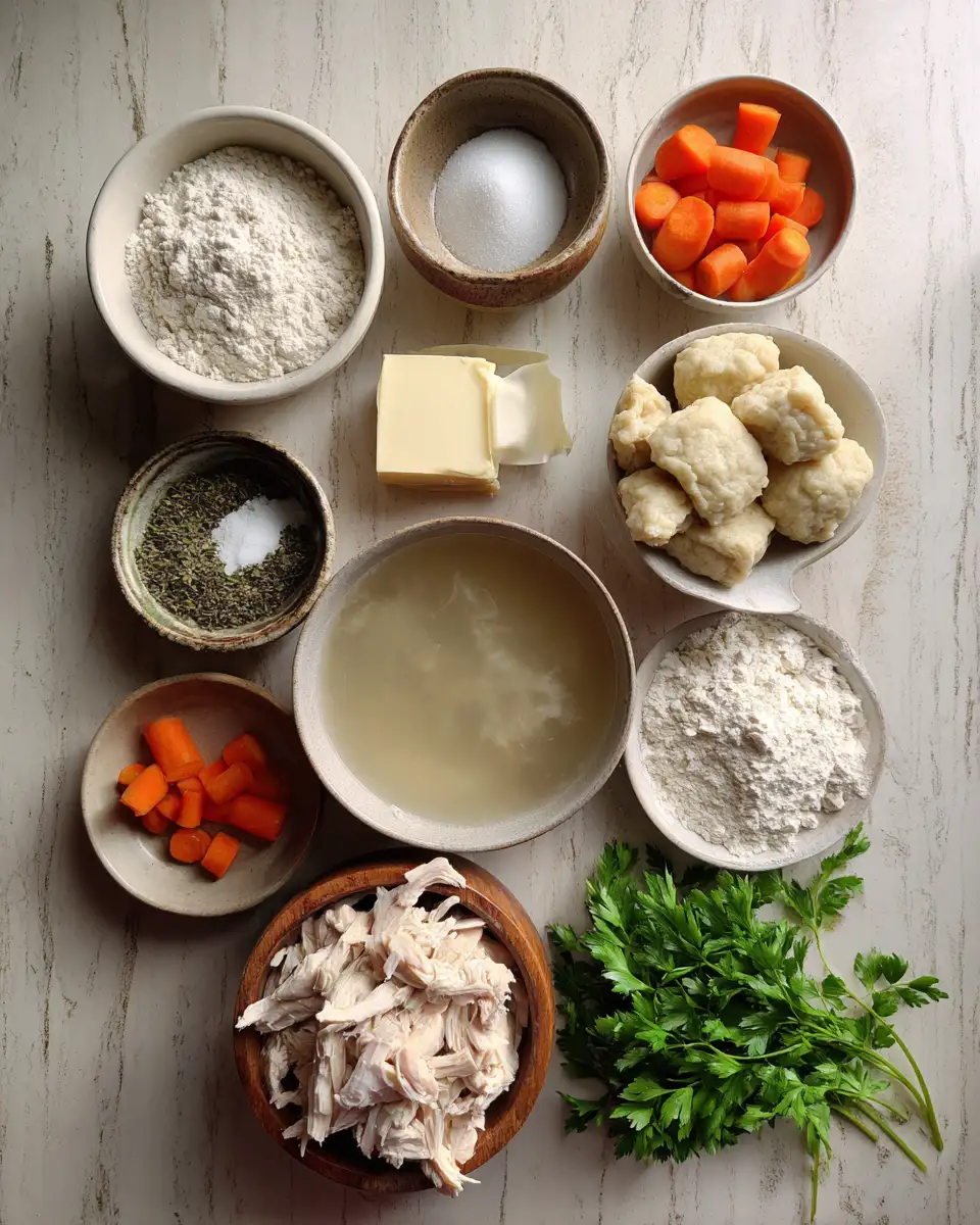 Ingredients for Savor the Comfort of Cracker Barrel-Style Chicken and Dumplings at Home