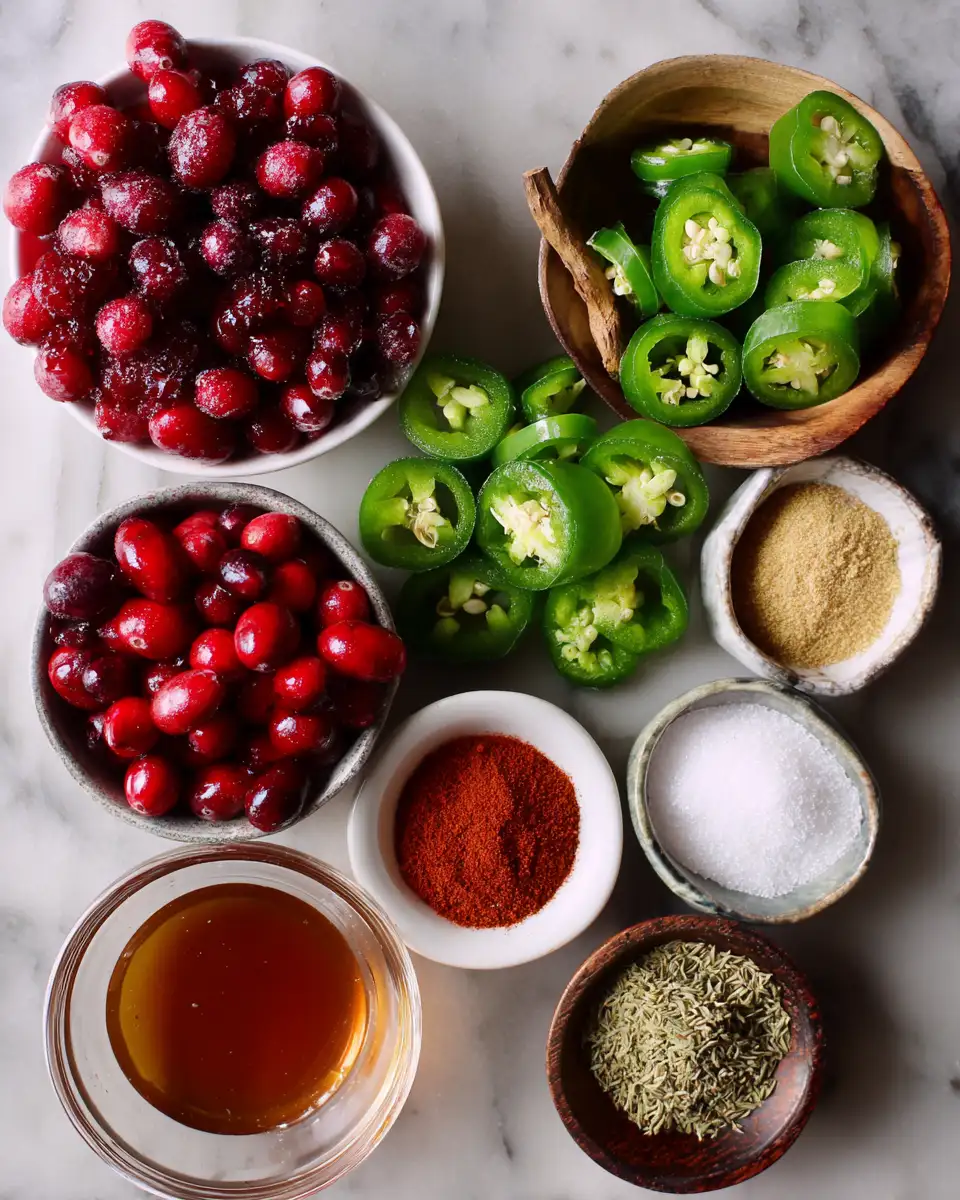 Ingredients for Spice Up Your Snack Game with Cranberry Jalapeño Cowboy Candy
