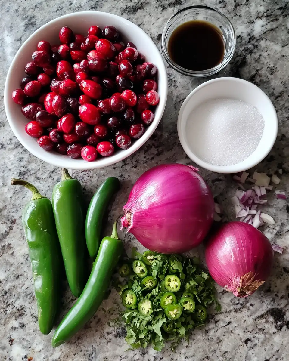 Ingredients for Spice Up Your Holiday Table with Cranberry Jalapeño Cowboy Candy