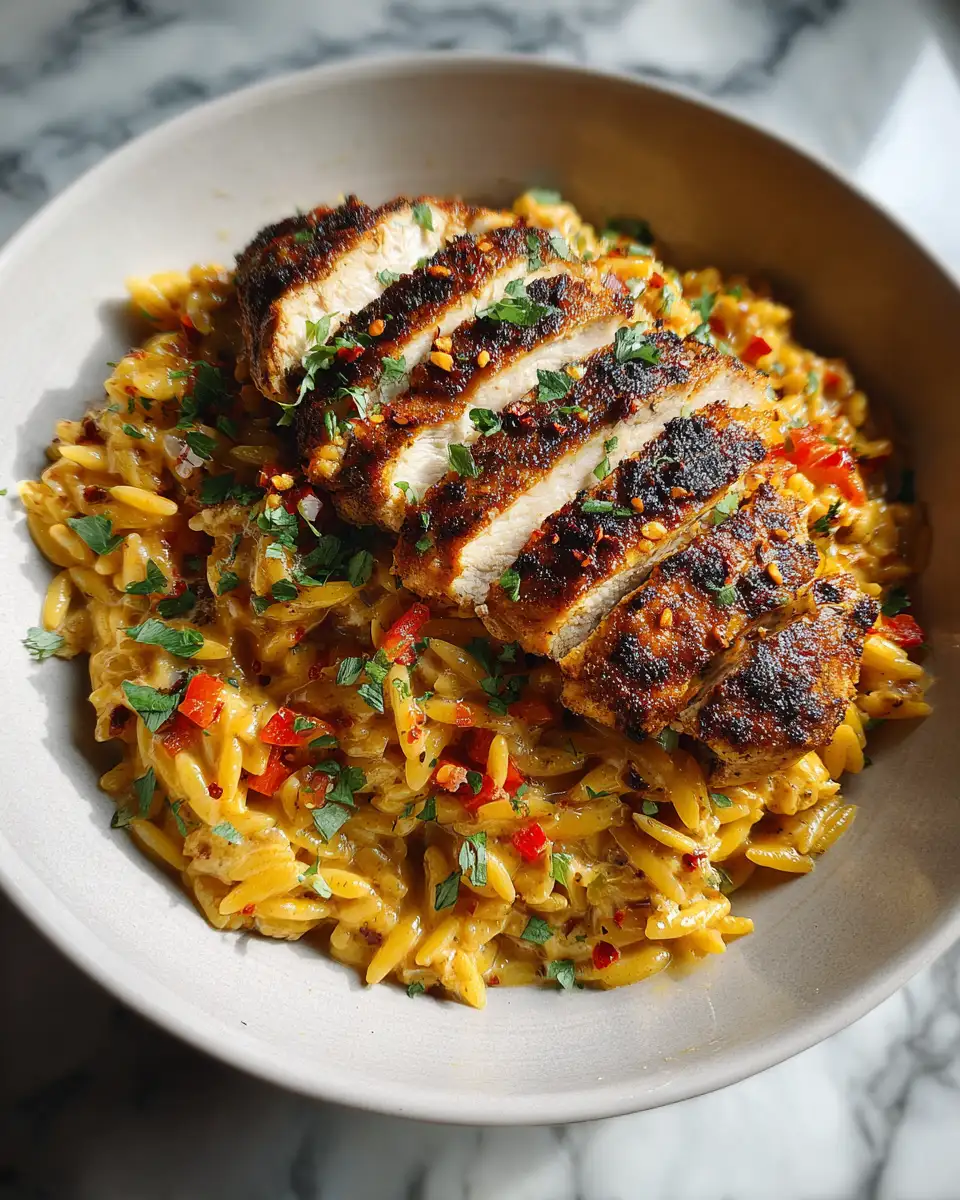 Final dish - Creamy Cajun Chicken Orzo Bake: Spice Up Your Dinner Routine
