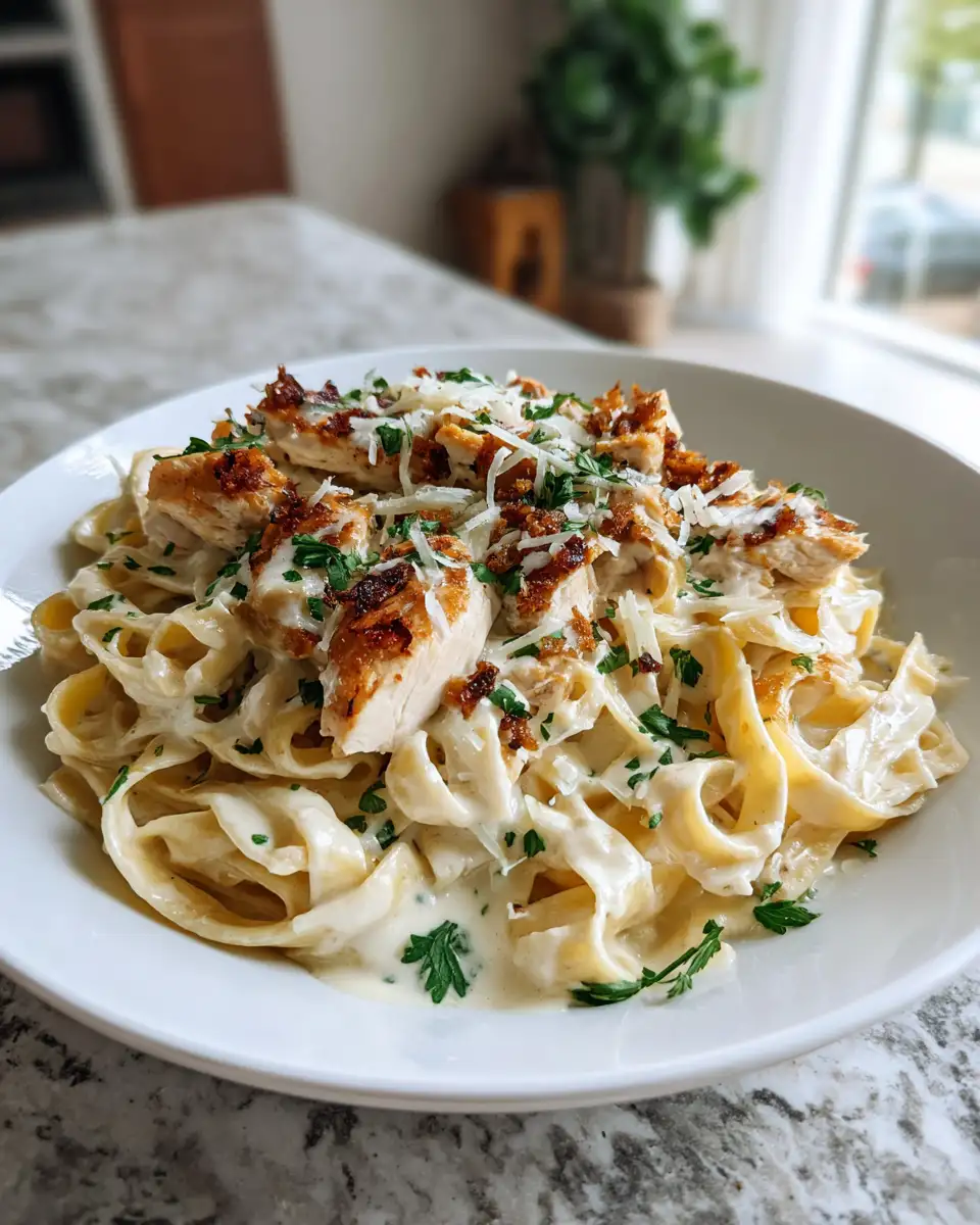 Final dish - Indulge in the Ultimate Creamy Chicken Alfredo Bliss