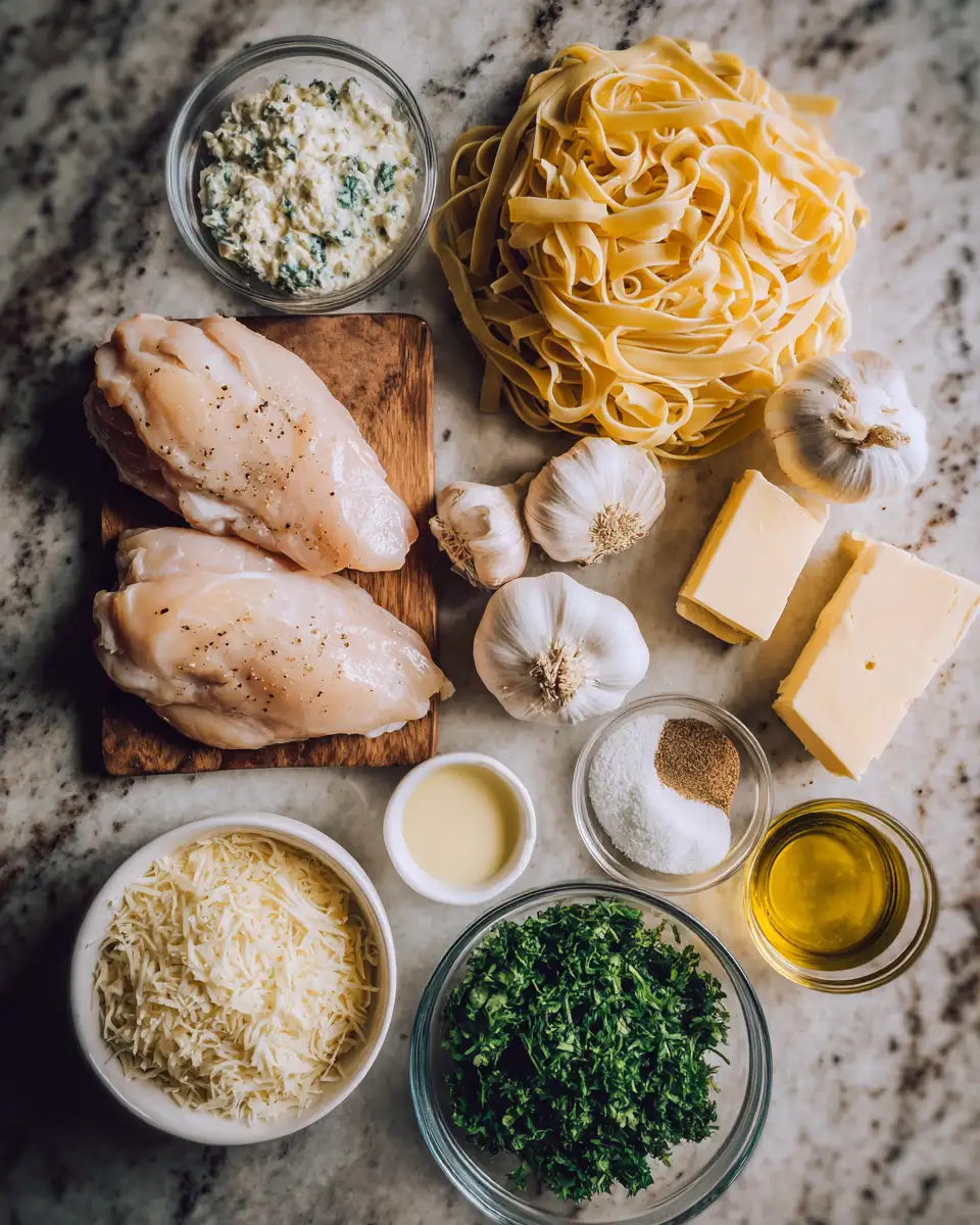 Ingredients for Indulge in the Ultimate Creamy Chicken Alfredo Bliss